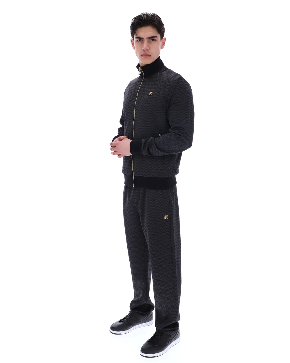 Black Mathers Herringbone Track Top