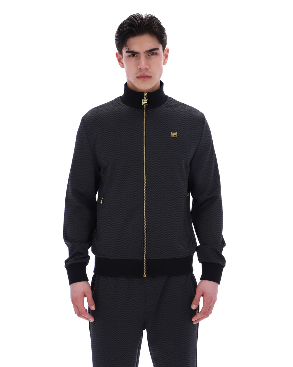 Black Mathers Herringbone Track Top