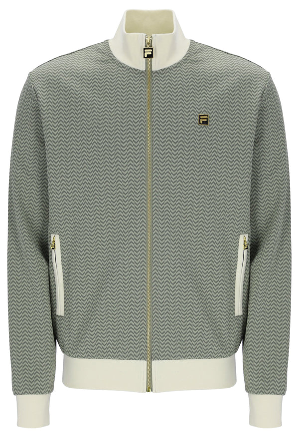 Displays the Sea Foam 'FILA' branded Mathers Herringbone Track Top
