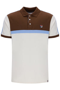 Displays the Gardenia Mattia 'FILA' branded Contrast Panel Polo Shirt