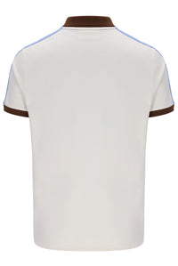 Displays the Gardenia Mattia 'FILA' branded Contrast Panel Polo Shirt