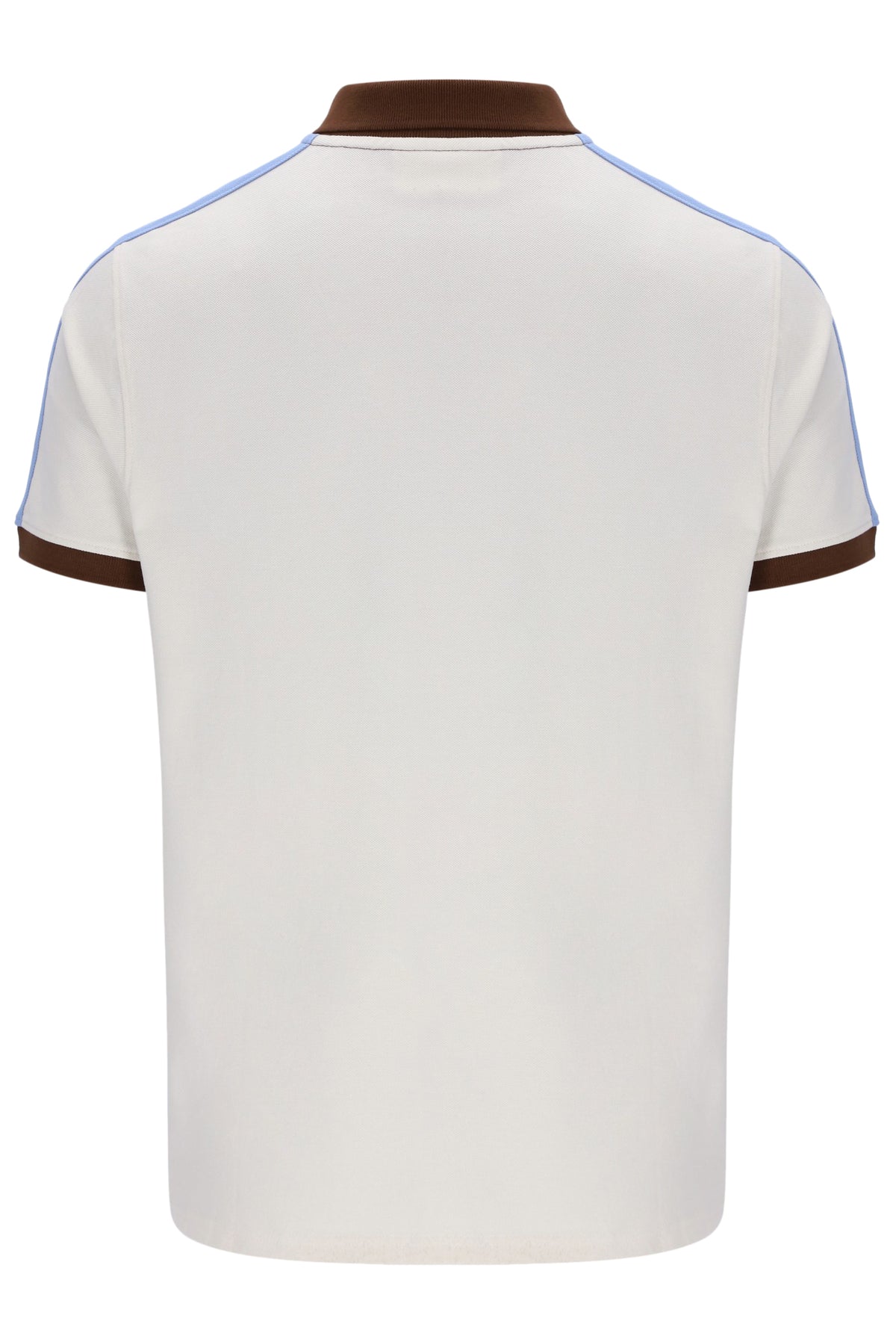 Displays the Gardenia Mattia 'FILA' branded Contrast Panel Polo Shirt