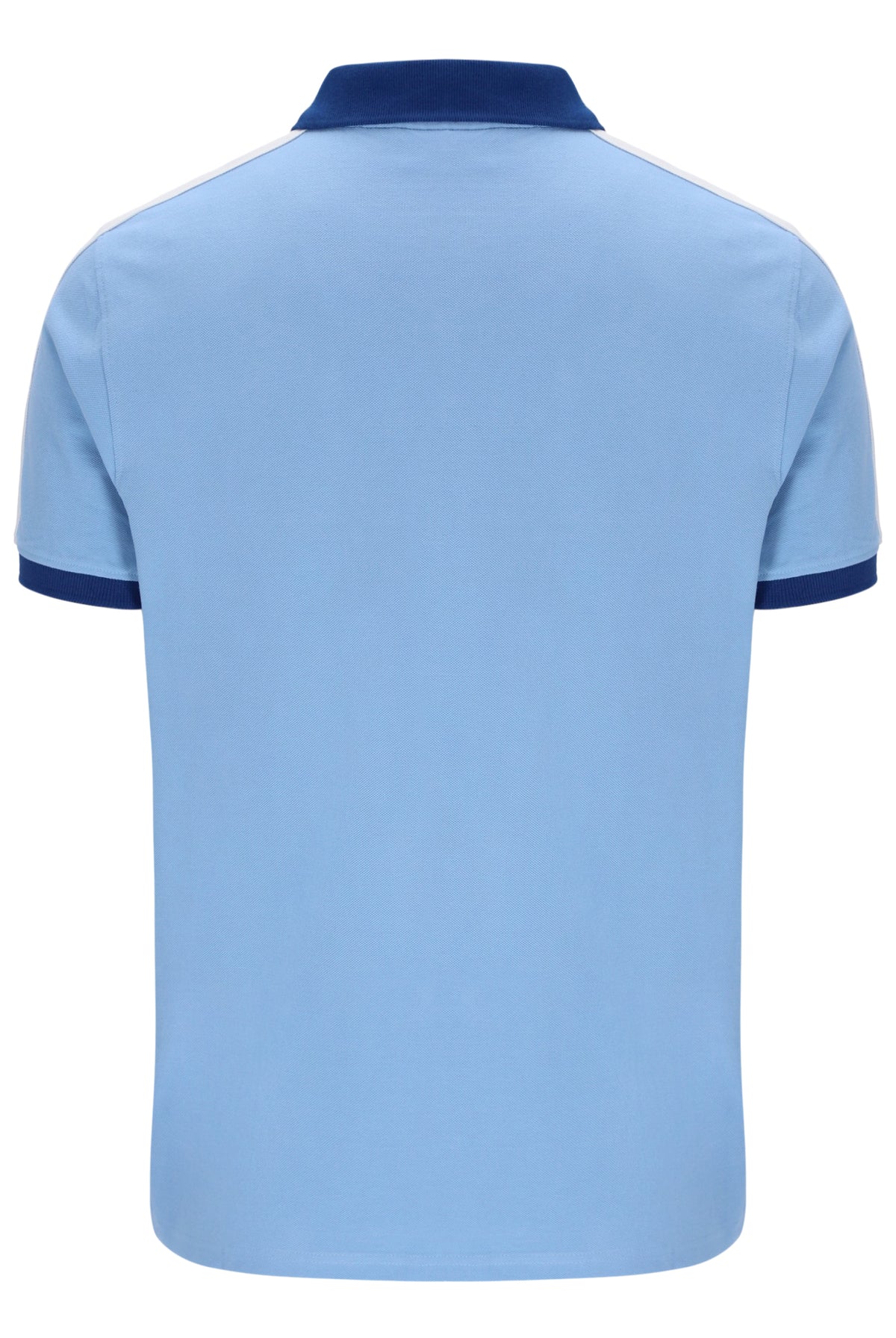 Displays the Frozen Fjord 'FILA' branded Mattia Contrast Panel Polo Shirt