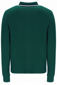 Displays the Rain Forest Monte 'FILA' branded Tipped Collar Long Sleeve Polo