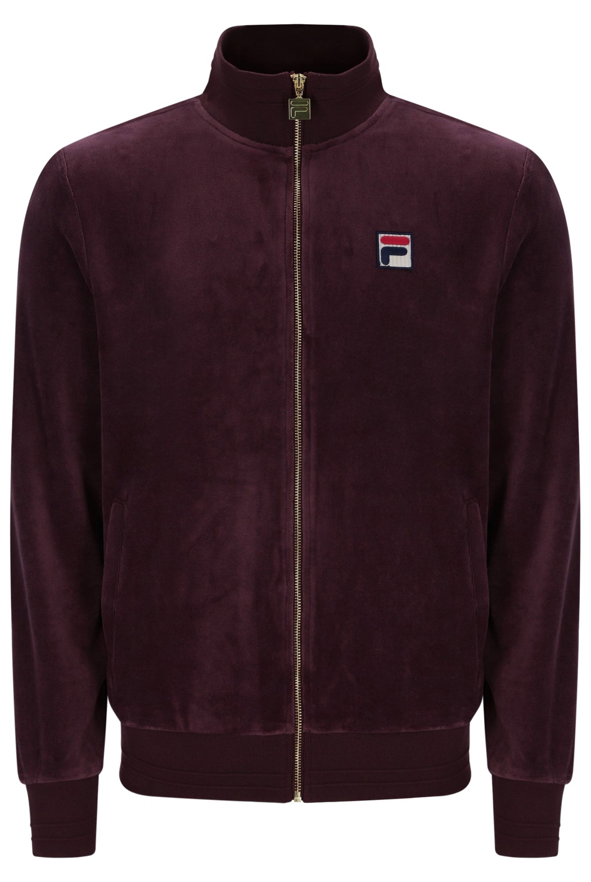 Displays the Fudge 'FILA' branded Nero 2 Velour Jacket