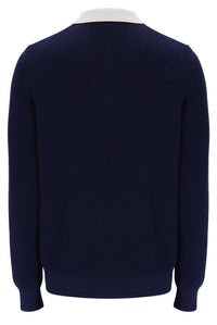 Navy blue sweater on a white background
