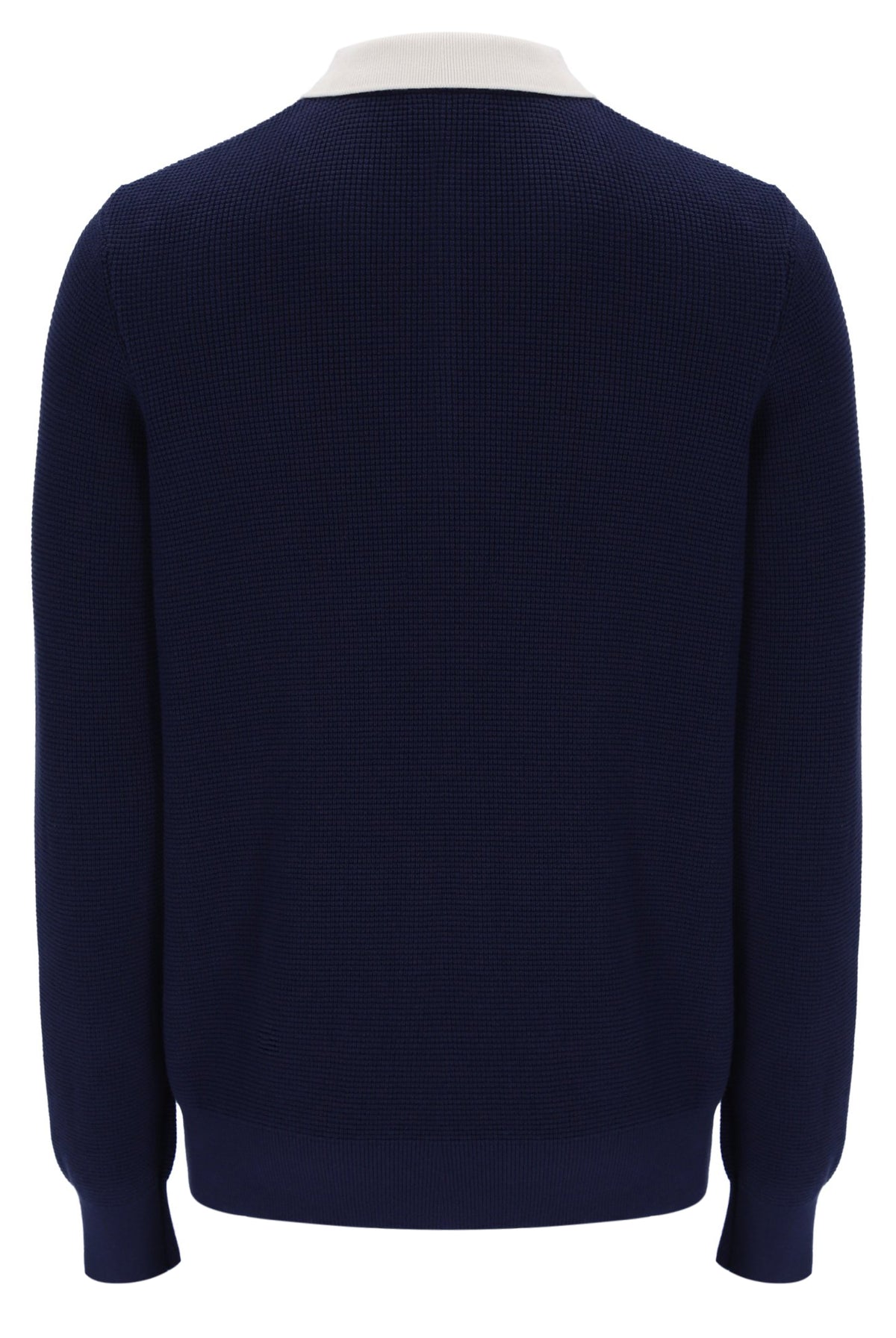 Navy blue sweater on a white background