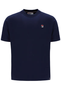 Navy blue t-shirt with a small FILA logo on a white background