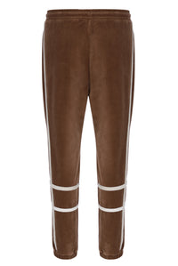 Brown pants with white stripes on a white background