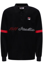 Displays the Black 'FILA' branded Pablo Colour Blocked Long Sleeve Polo