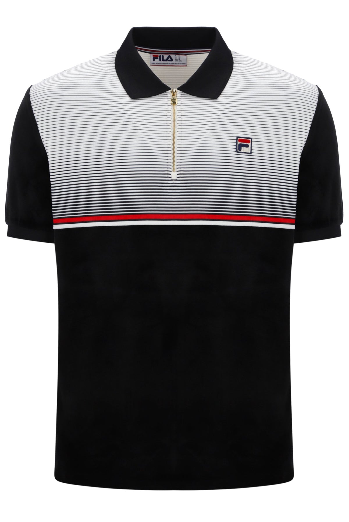 Black Paco Zip Up Velour Polo