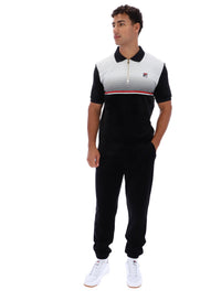 Black Paco Zip Up Velour Polo