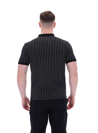 Black Patton Jacquard Stripe Polo