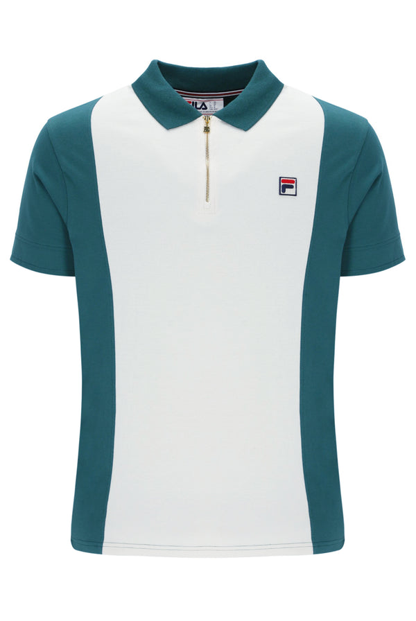 Displays the Mediterranea 'FILA' branded Pierro Zip Up Polo