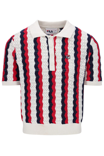 Porto Knitted Crochet Stripe Polo
