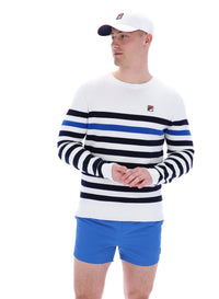 Striped Rakulan Crochet Knitted Sweatshirt