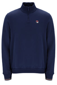 Navy quarter zip jumper with a FILA logo on the chest, against a white background