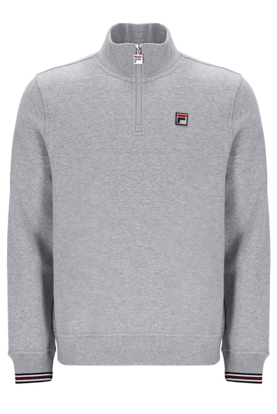 Grey Marl Ramy F-Box 1/4 Zip With Yarn Dye Cuff