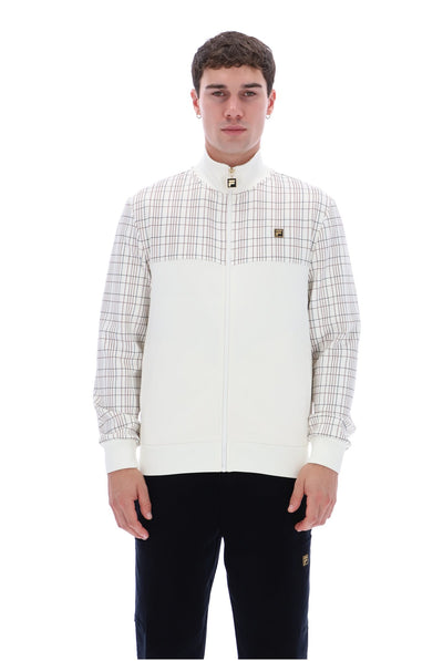 White Down Regan Printed Check Track Top