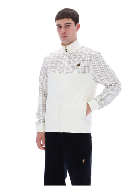 White Down Regan Printed Check Track Top