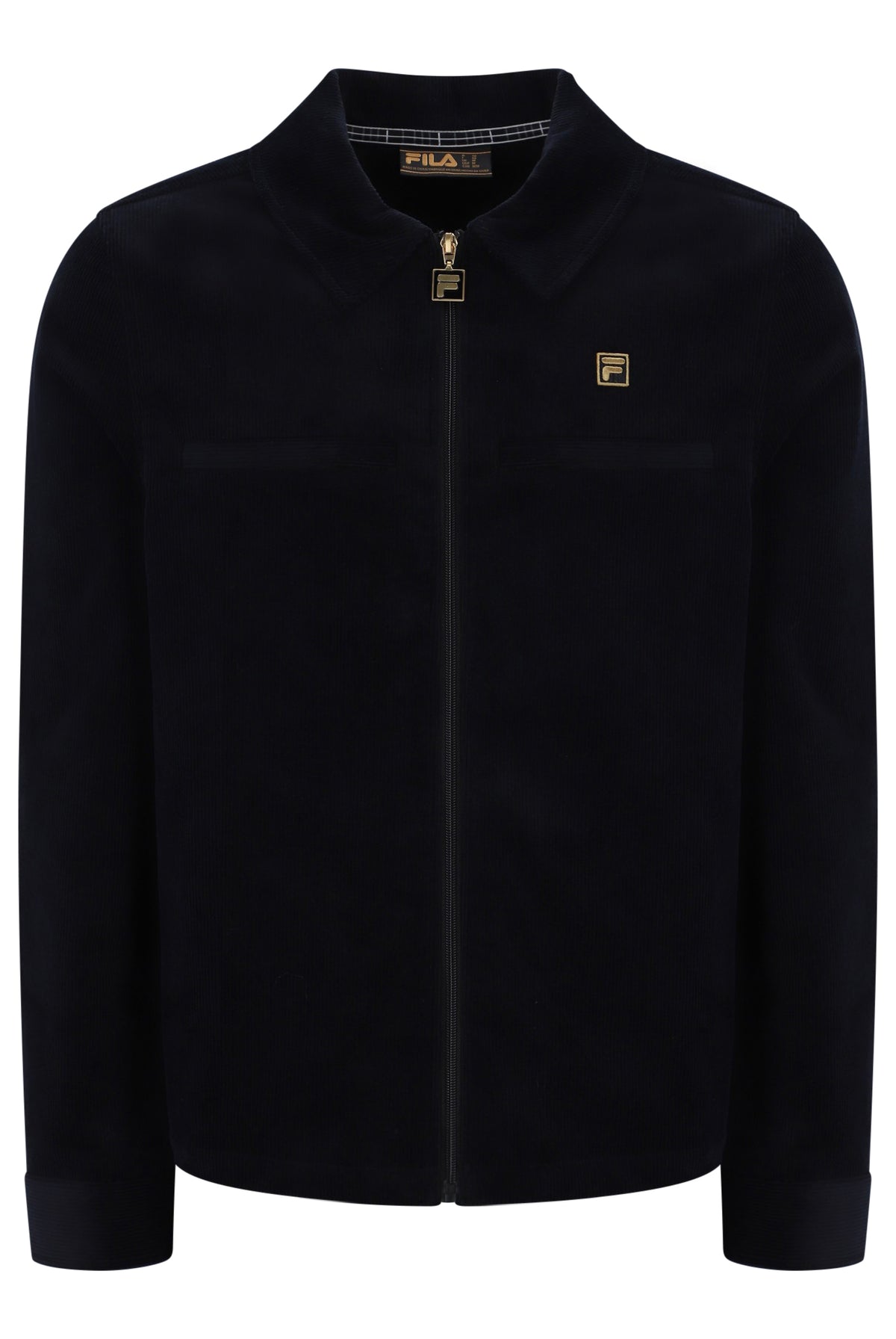 Displays the Black 'FILA' branded Roman Corduroy Over Shirt
