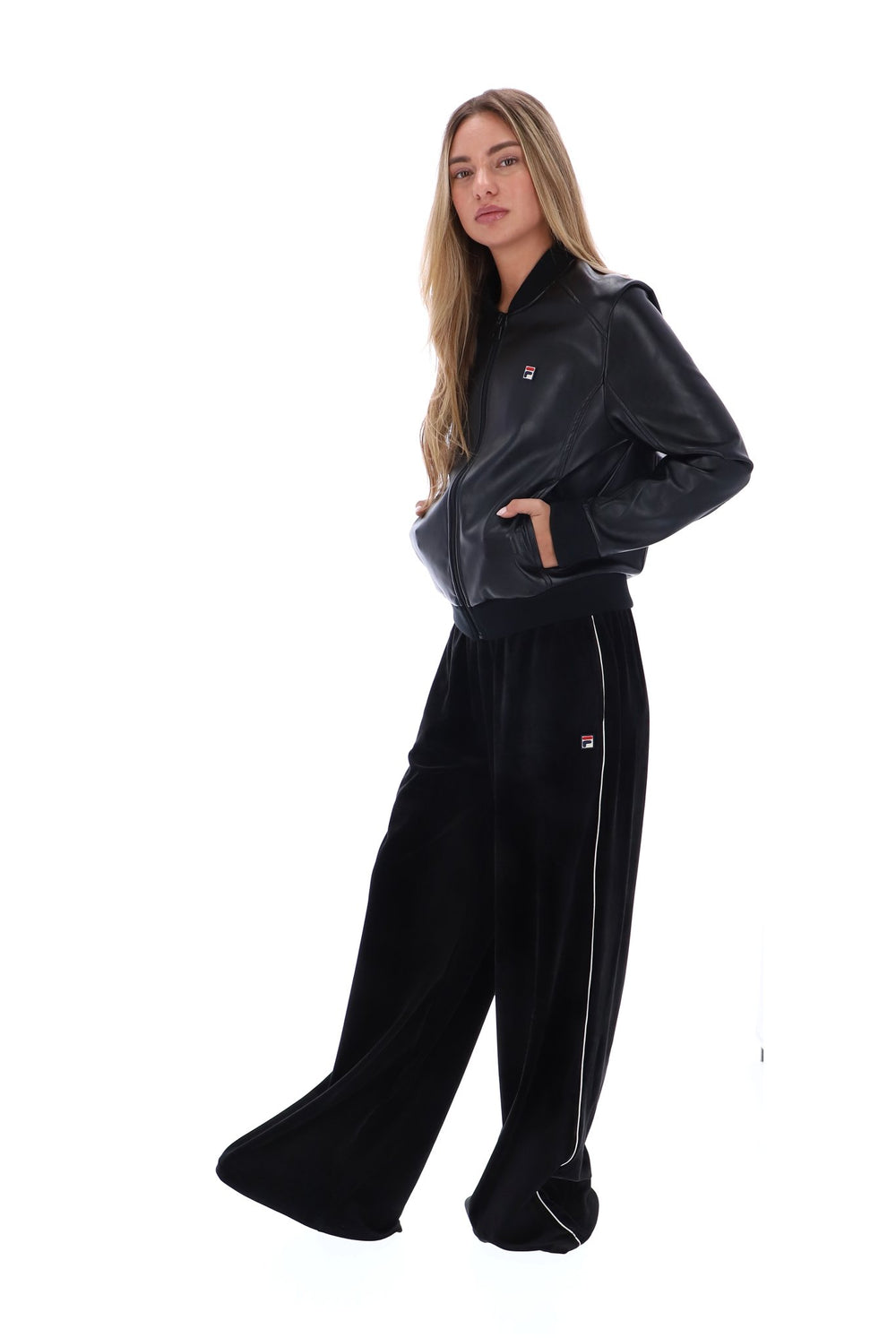 Black Rumor Leatherette Bomber