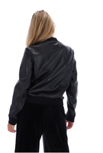Black Rumor Leatherette Bomber