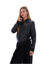 Black Rumor Leatherette Bomber