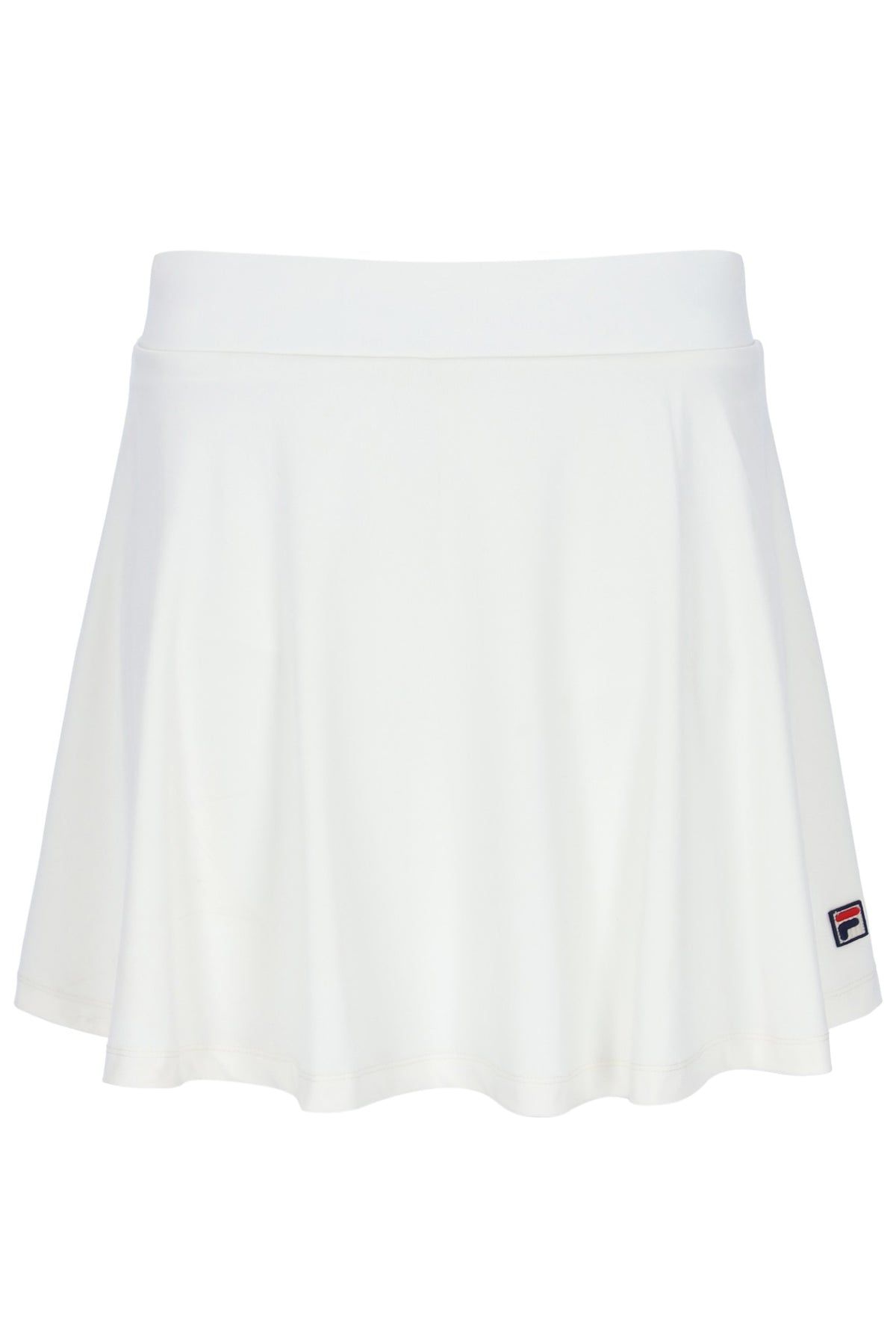 White skirt with a brand logo on a white background
