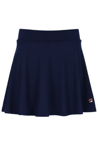 Navy blue skirt with a brand logo on a white background