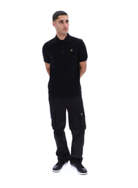 Black Sander Textured Knit Polo Shirt