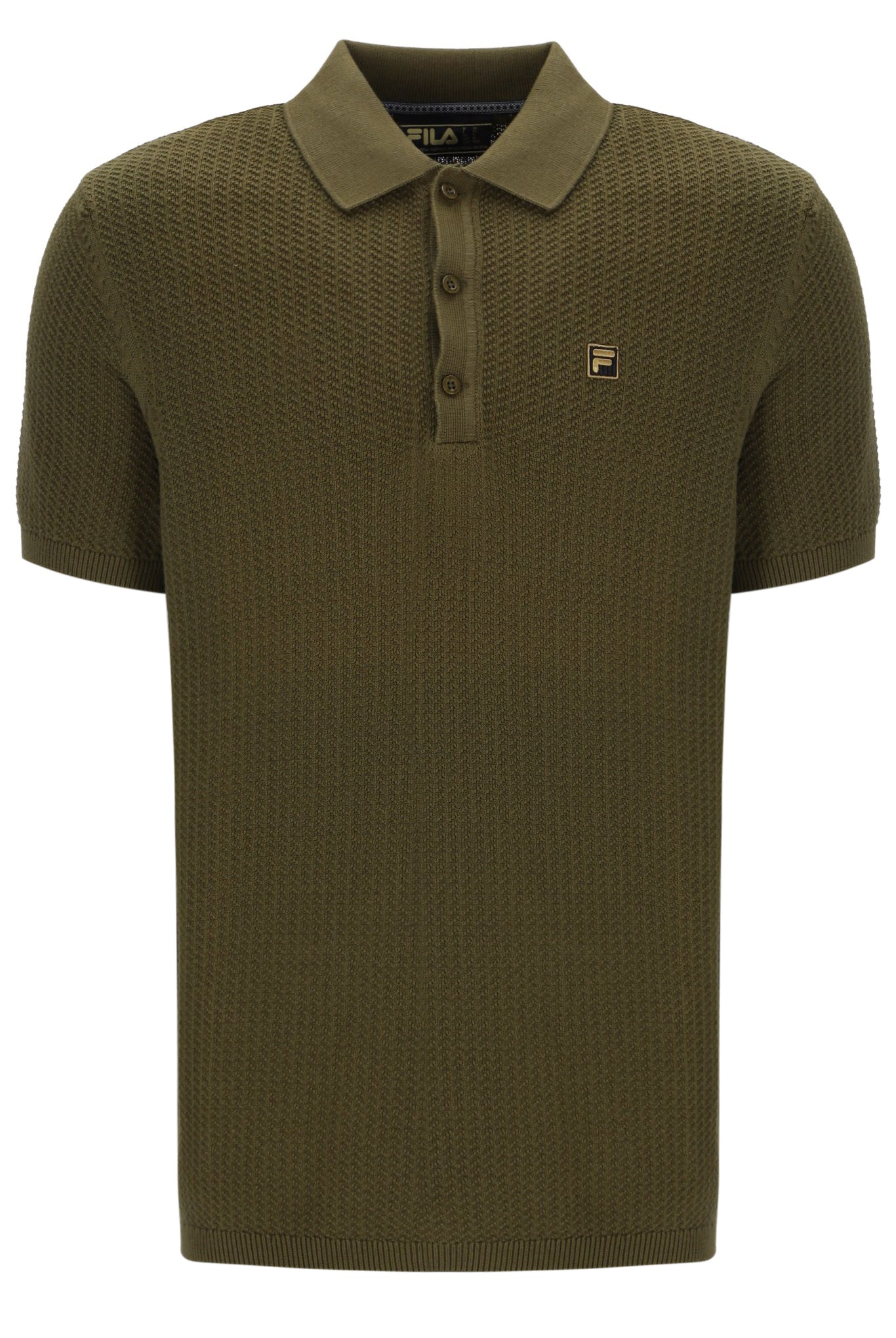 Dark Olive Sander Textured Knit Polo Shirt – Fila UK