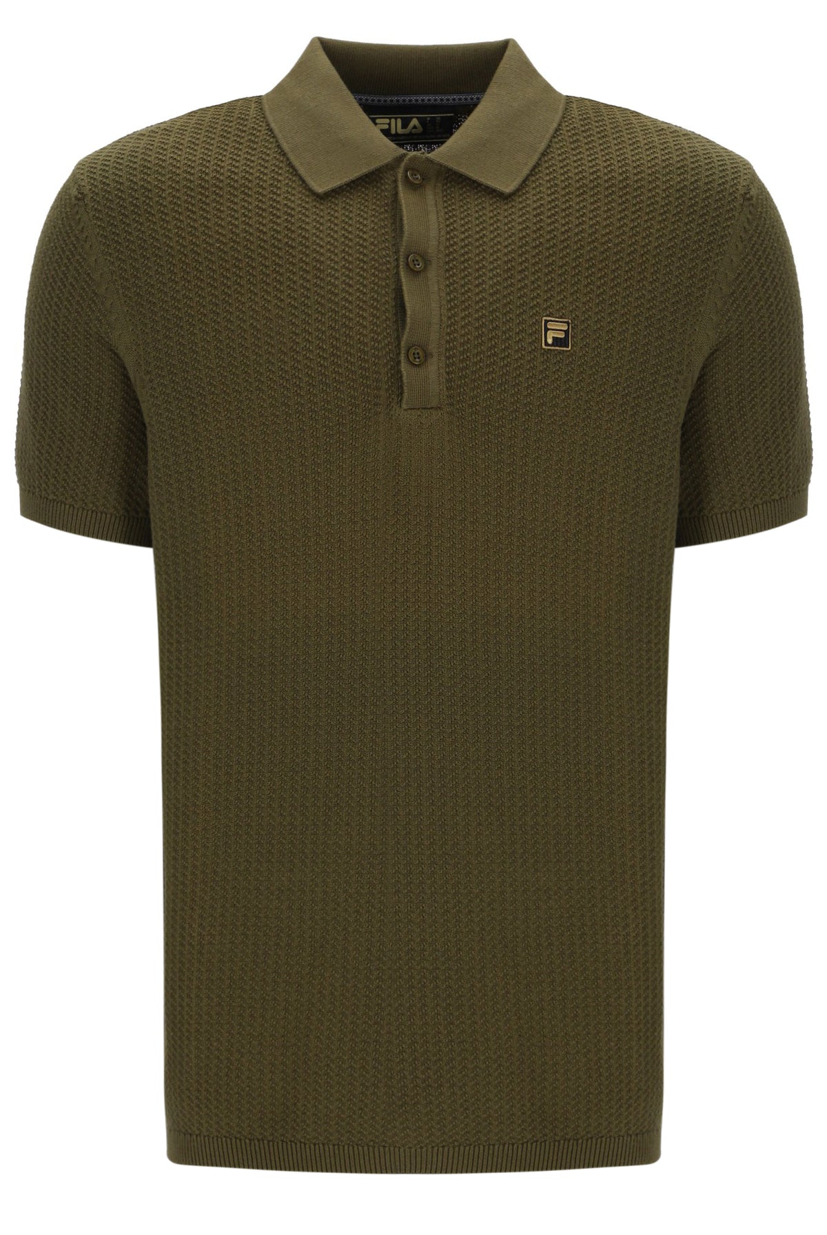 Dark Olive Sander Textured Knit Polo Shirt