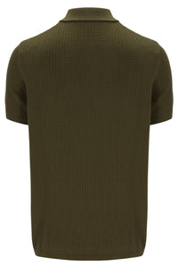 Dark Olive Sander Textured Knit Polo Shirt