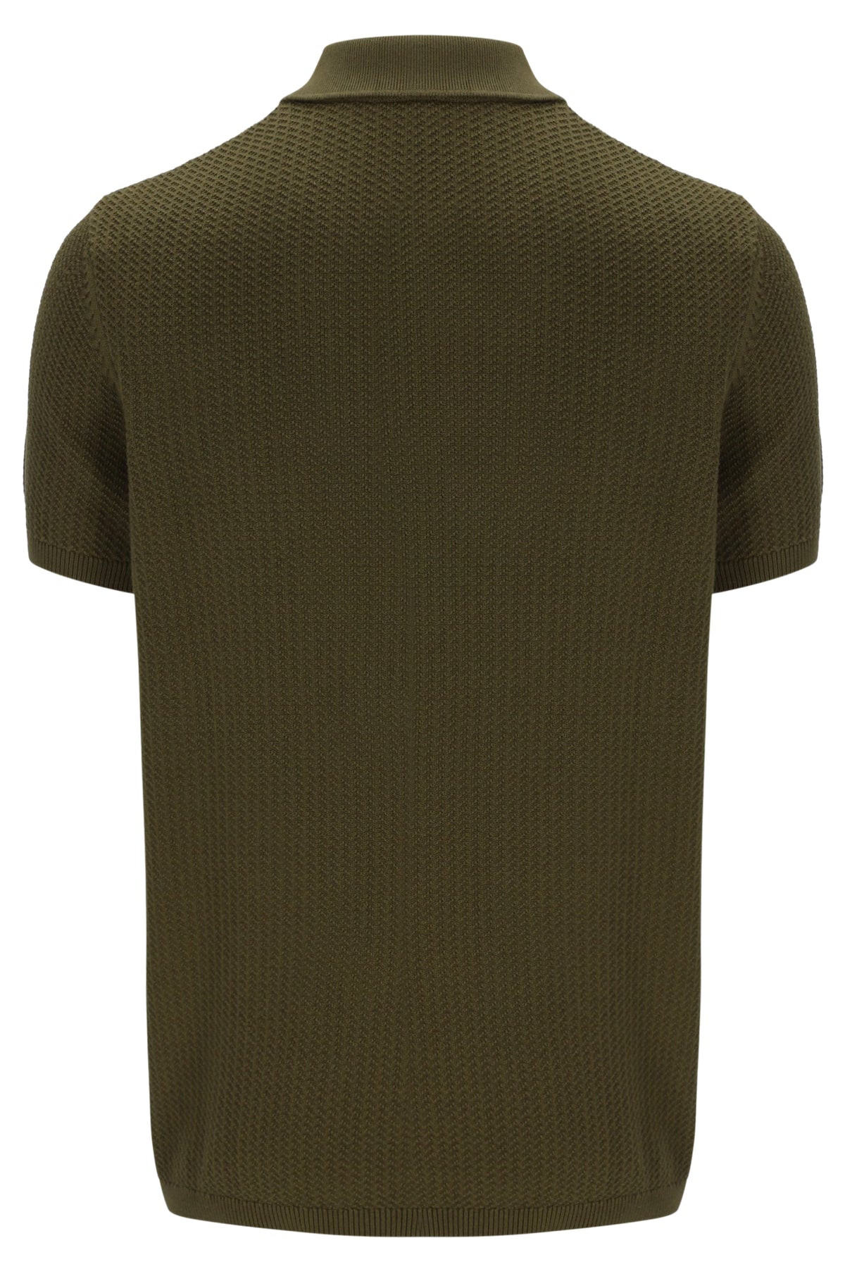 Dark Olive Sander Textured Knit Polo Shirt