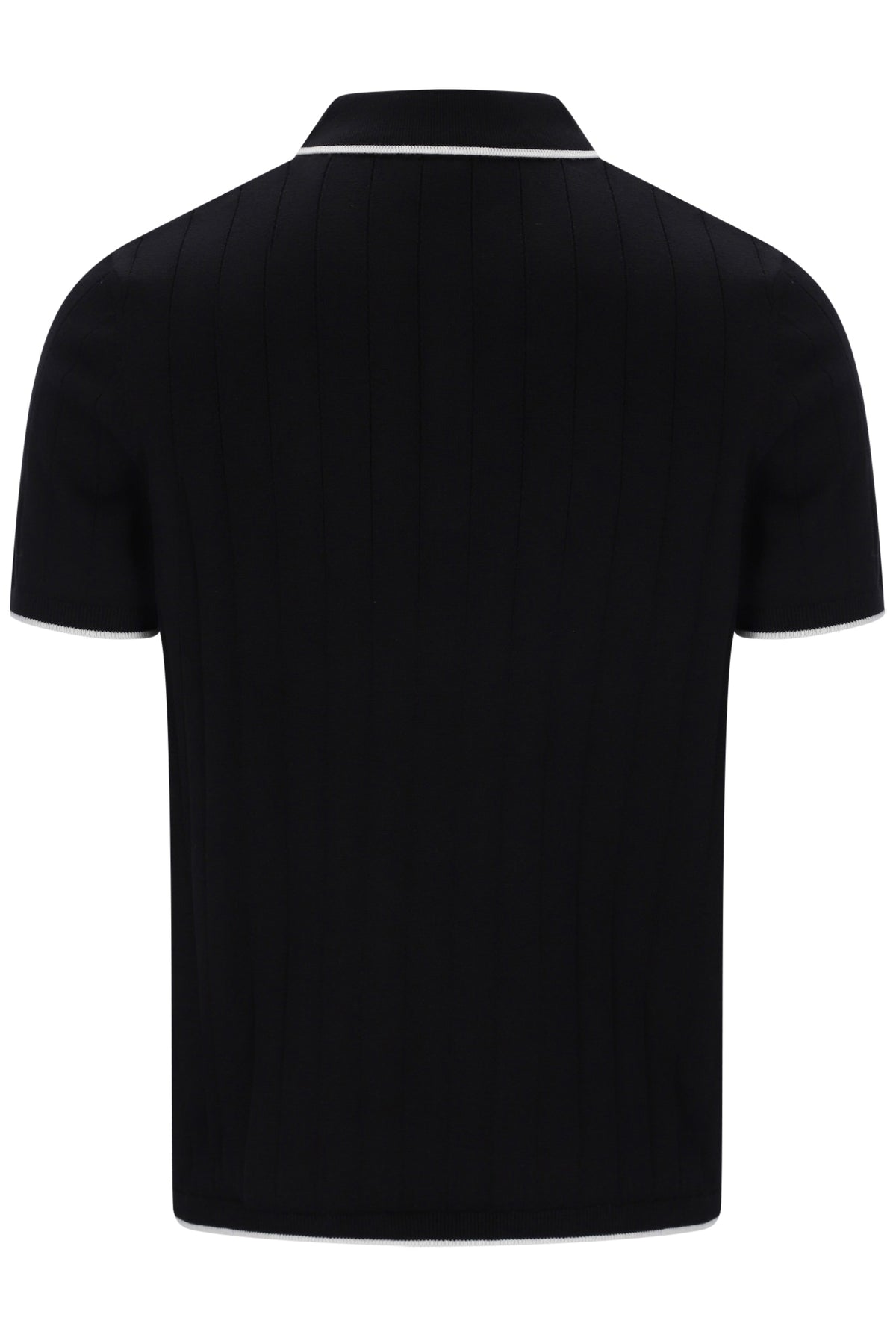 Displays the Black 'FILA' branded Down Santino Drop Needle Knitted Polo