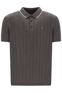 Gunmetal Santino Drop Needle Knitted Polo