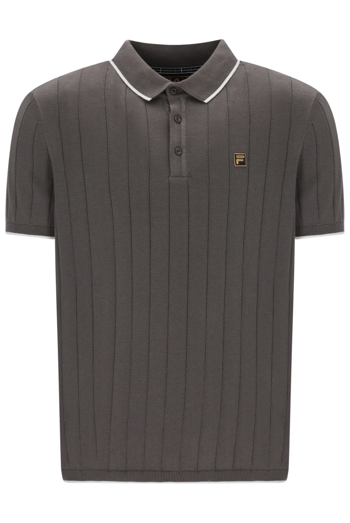 Gunmetal Santino Drop Needle Knitted Polo