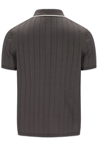 Gunmetal Santino Drop Needle Knitted Polo