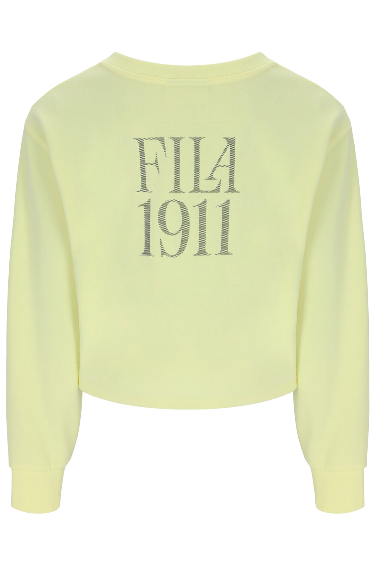 Light yellow sweatshirt with 'FILA 1911' text on a white background