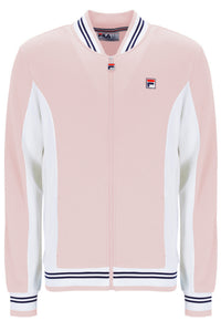 Pink jacket with white accents and FILA logo on a white background