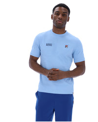 Displays a model wearing the Frozen 'Juicy' branded Fjord Silvio Simple Tee