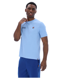 Displays a model wearing the Frozen 'Juicy' branded Fjord Silvio Simple Tee