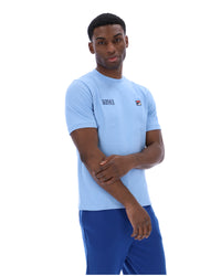 Displays a model wearing the Frozen 'Juicy' branded Fjord Silvio Simple Tee