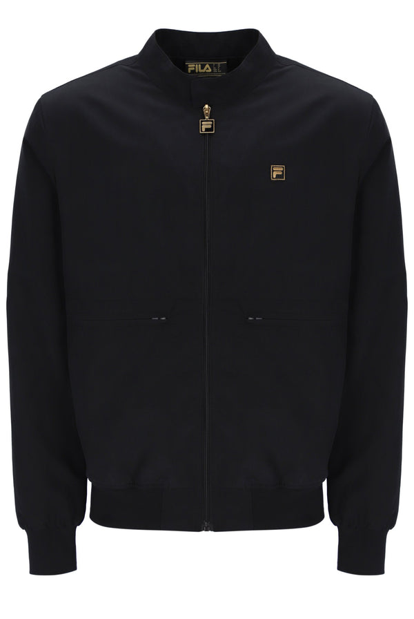 Displays the Black 'Fila' branded Smith Archive-Inspired Jacket