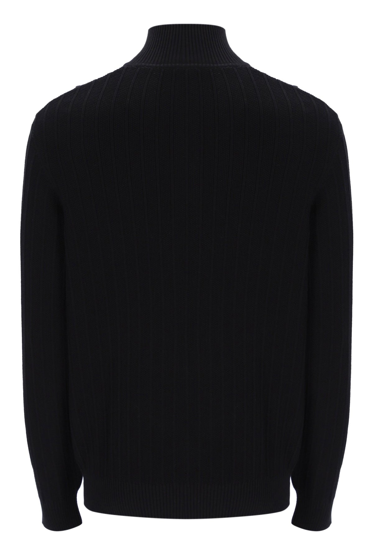 Displays the Black 'FILA' branded Stevie 1/4 Zip Funnel Neck Textured Knit