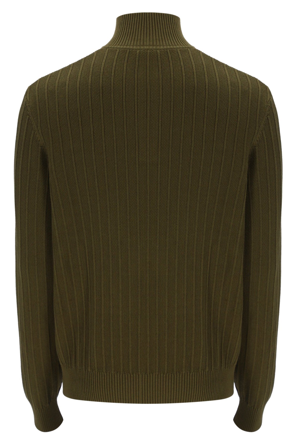 Displays the Dark Olive Stevie 1/4 Zip Funnel Neck Textured Knit