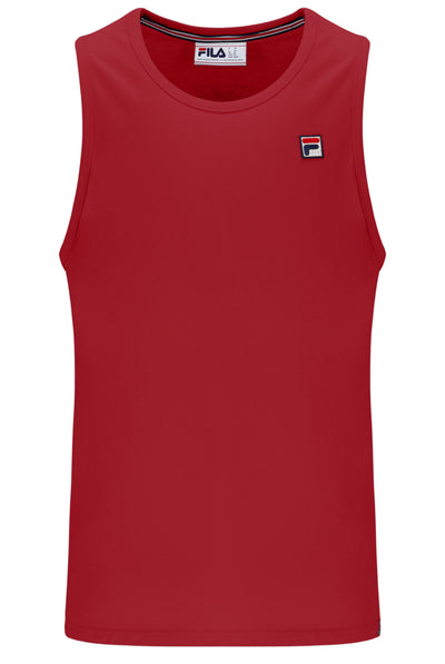 Red tank top with Fila logo on a white background