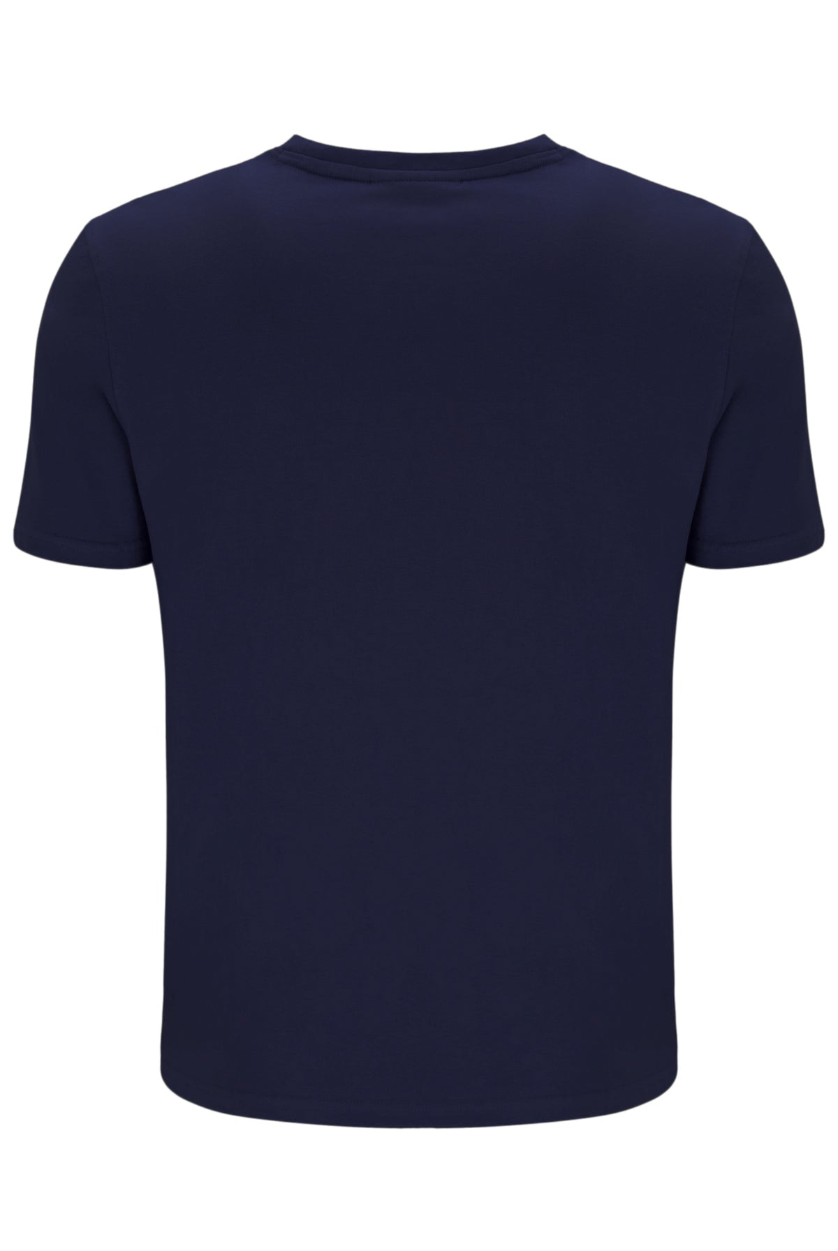 Navy blue t-shirt on a white background