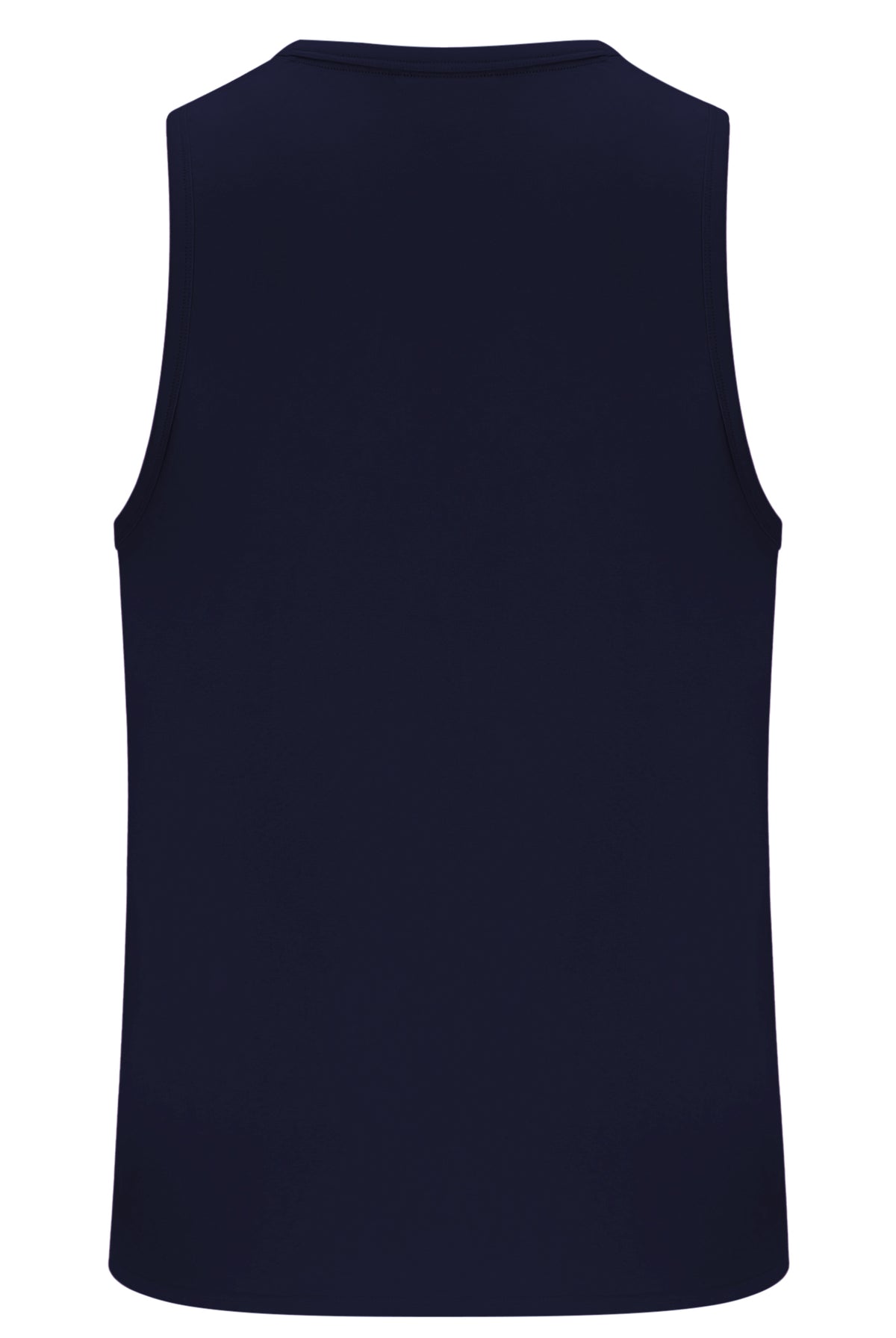 Navy blue sleeveless shirt on a white background